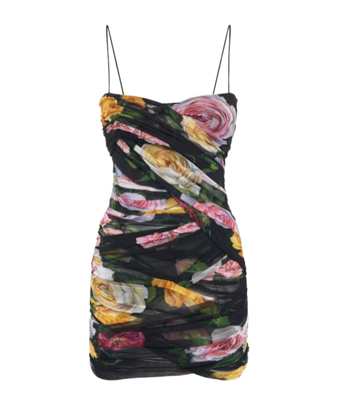 Dolce & Gabbana Floral Printed Spaghetti Strap Mini Dress