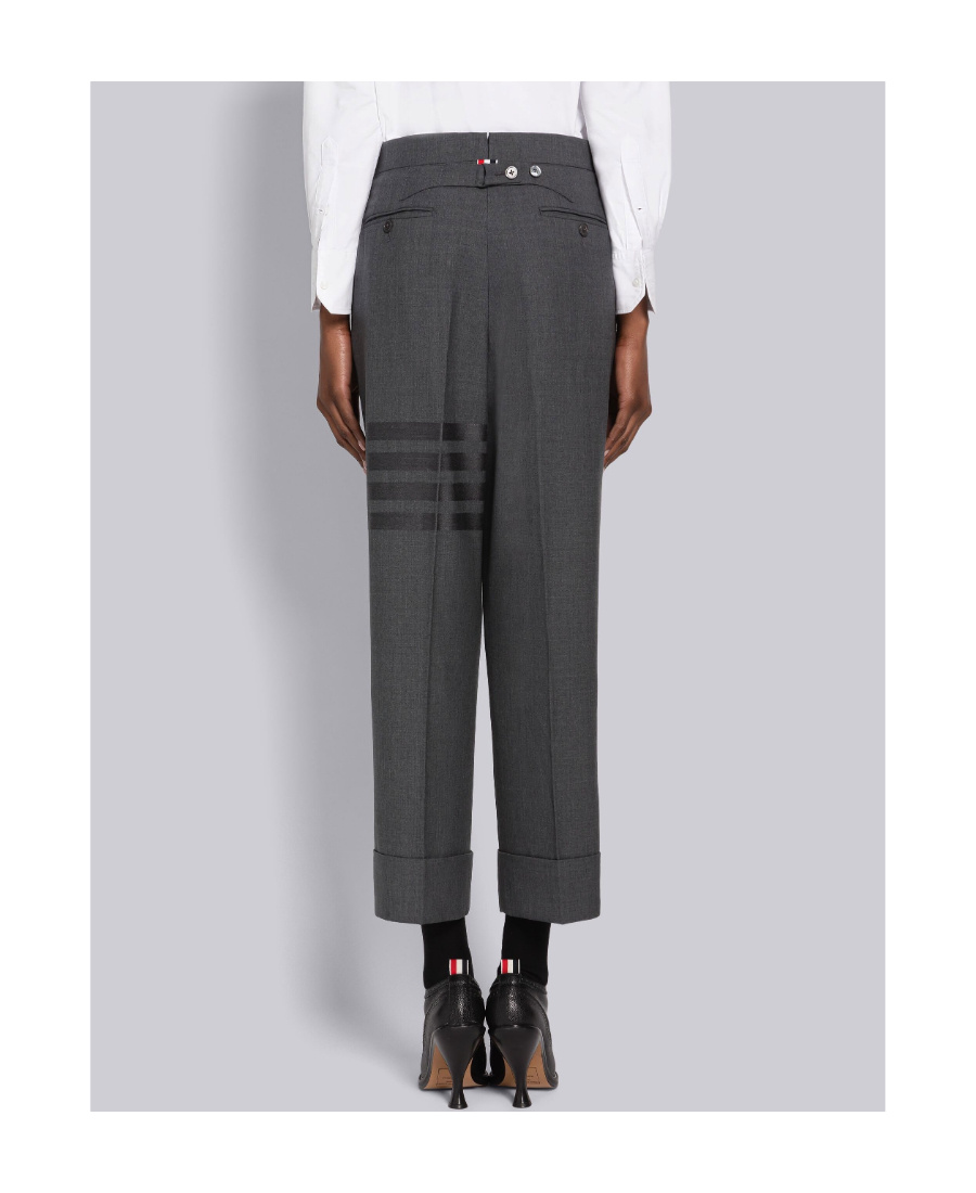 THOM BROWNE 4-BAR STRIPE CROPPED WOOL TROUSERS
