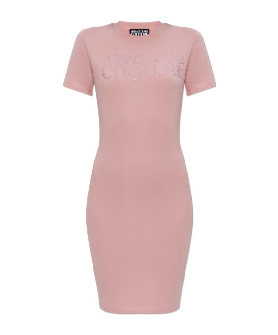 Versace Short Sleeve Dress In Pink