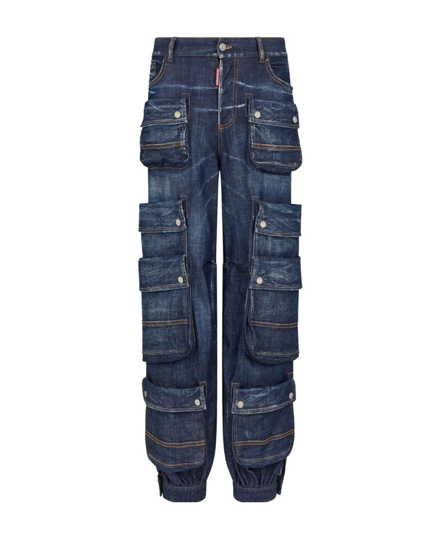 Dsquared2 Tapered Cargo-pocket Jeans In Blue