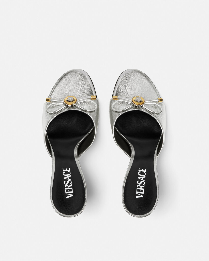 Versace High-heeled Slip-on Sandals In Gray