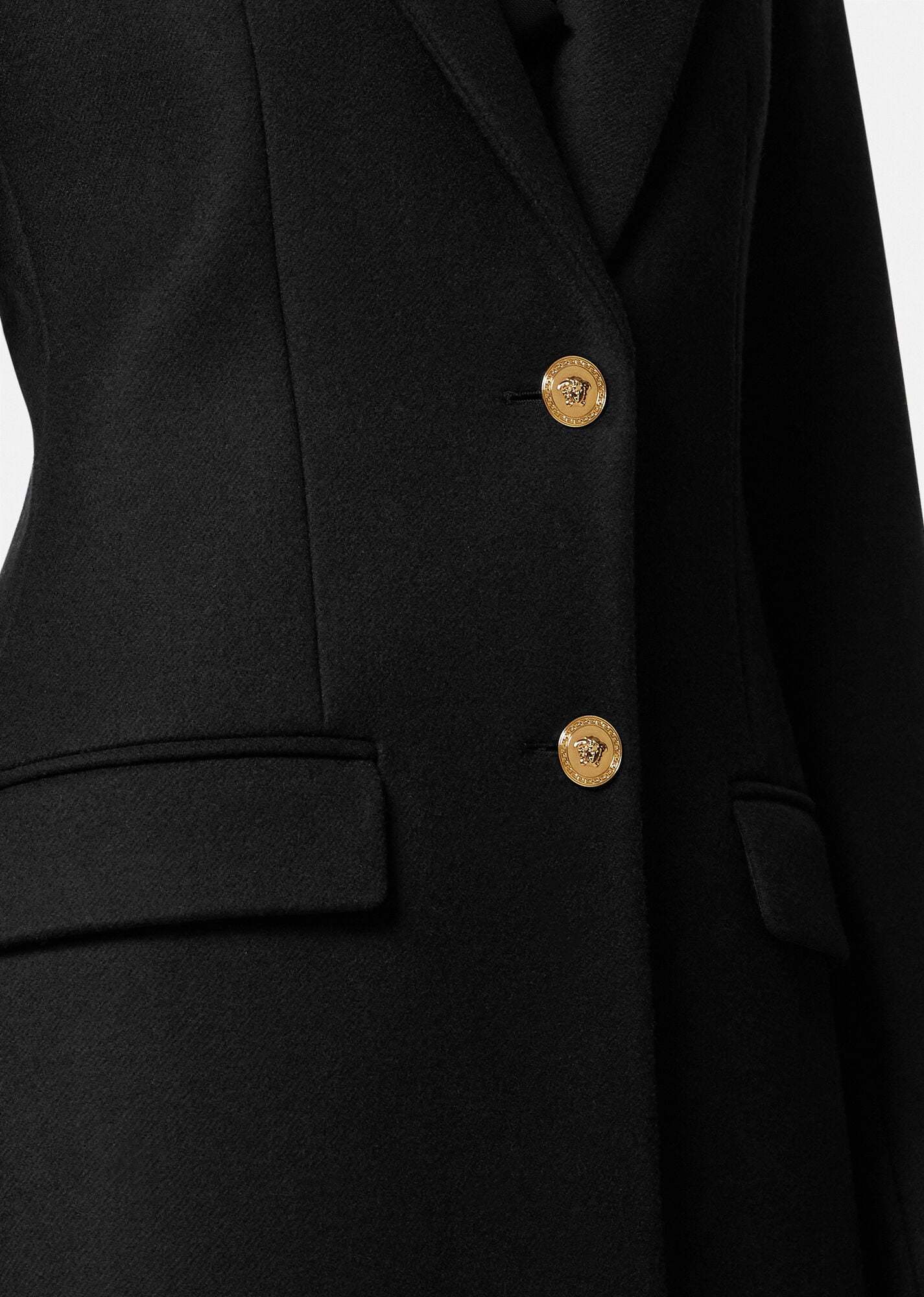 Versace Single-breasted Wool-blend Coat In Black