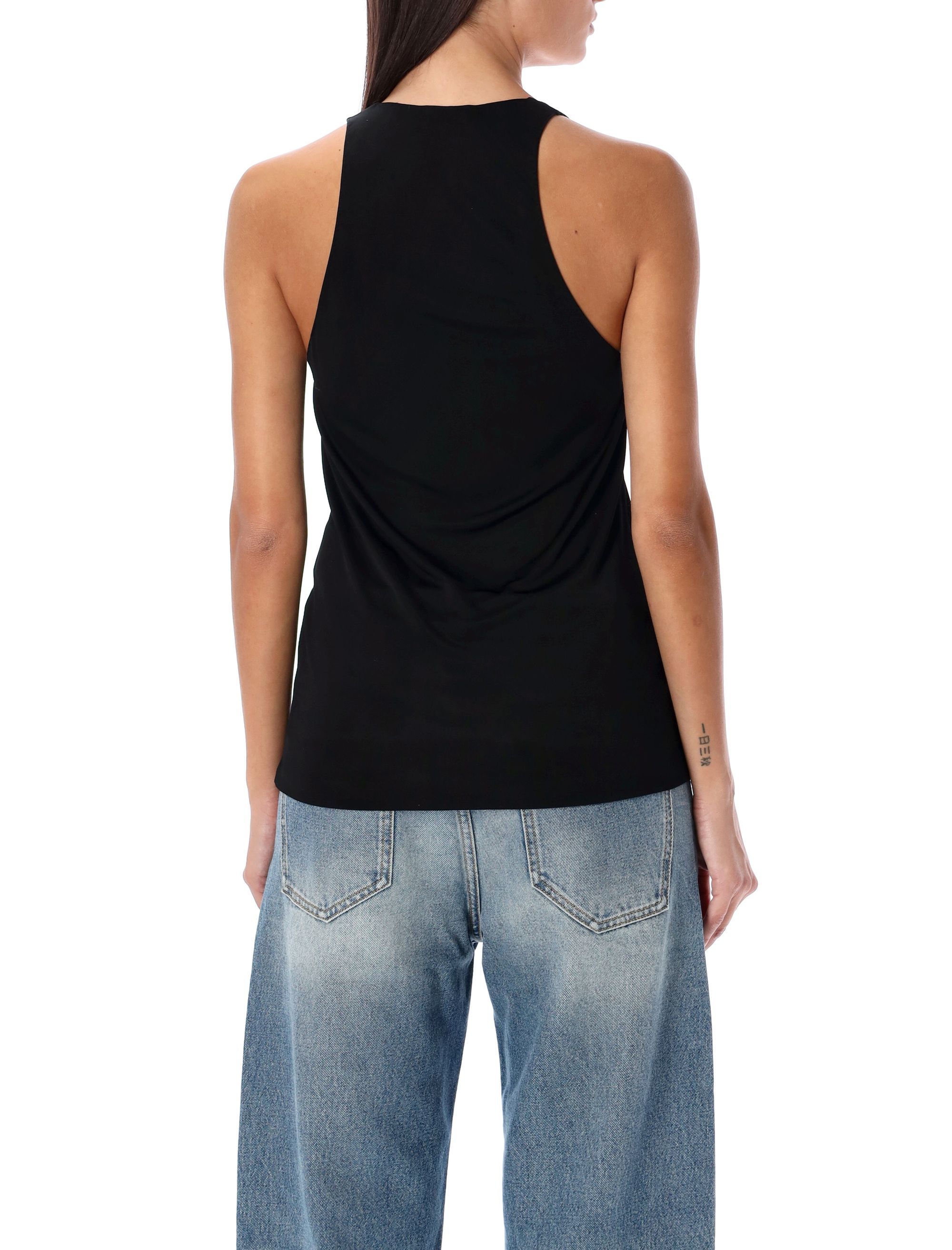 Saint Laurent Plunging U-neck Cashmere Tank Top In Black