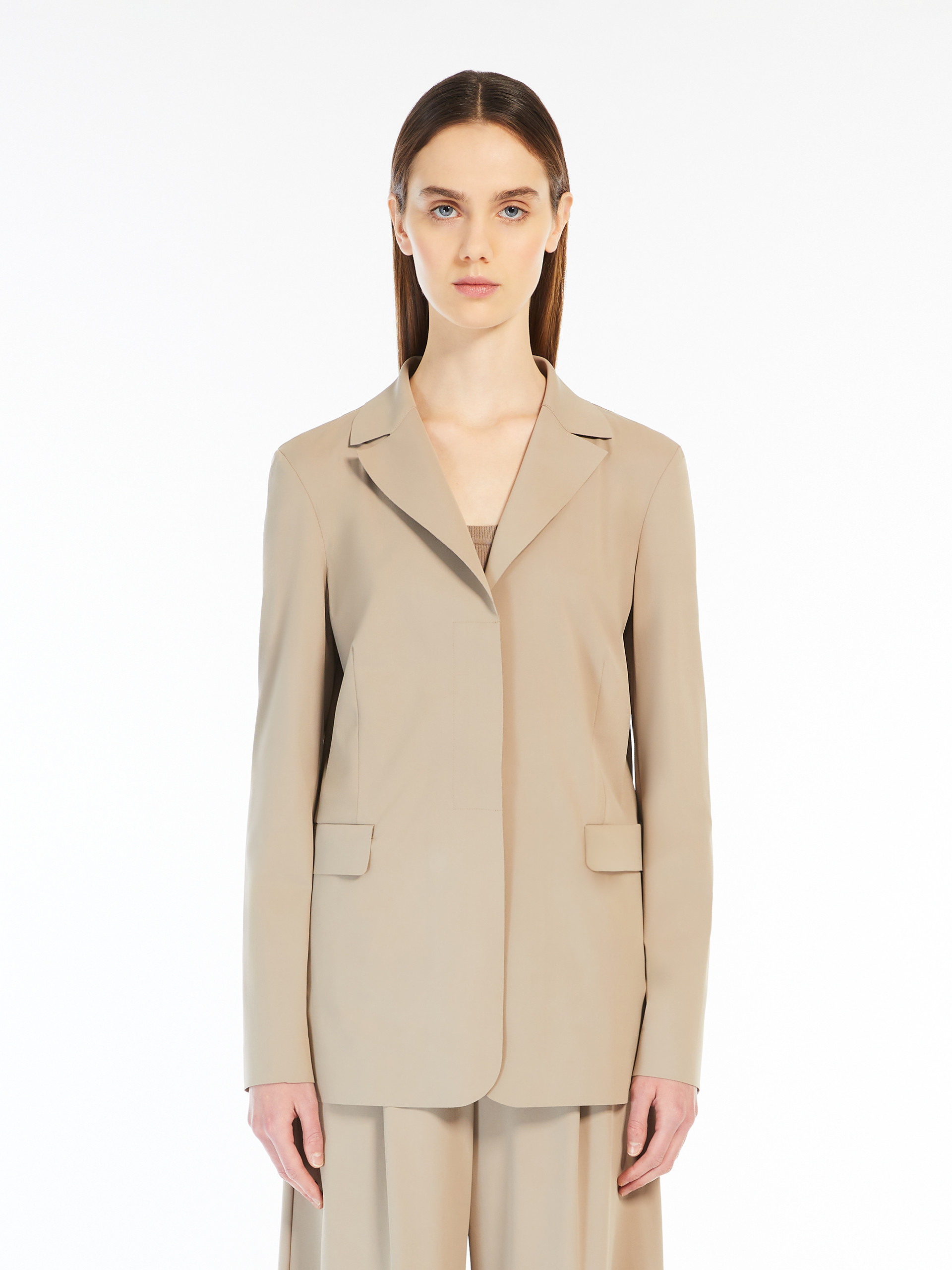 Shop Max Mara Leisure Single-breasted Long-sleeved Jacket In Nude