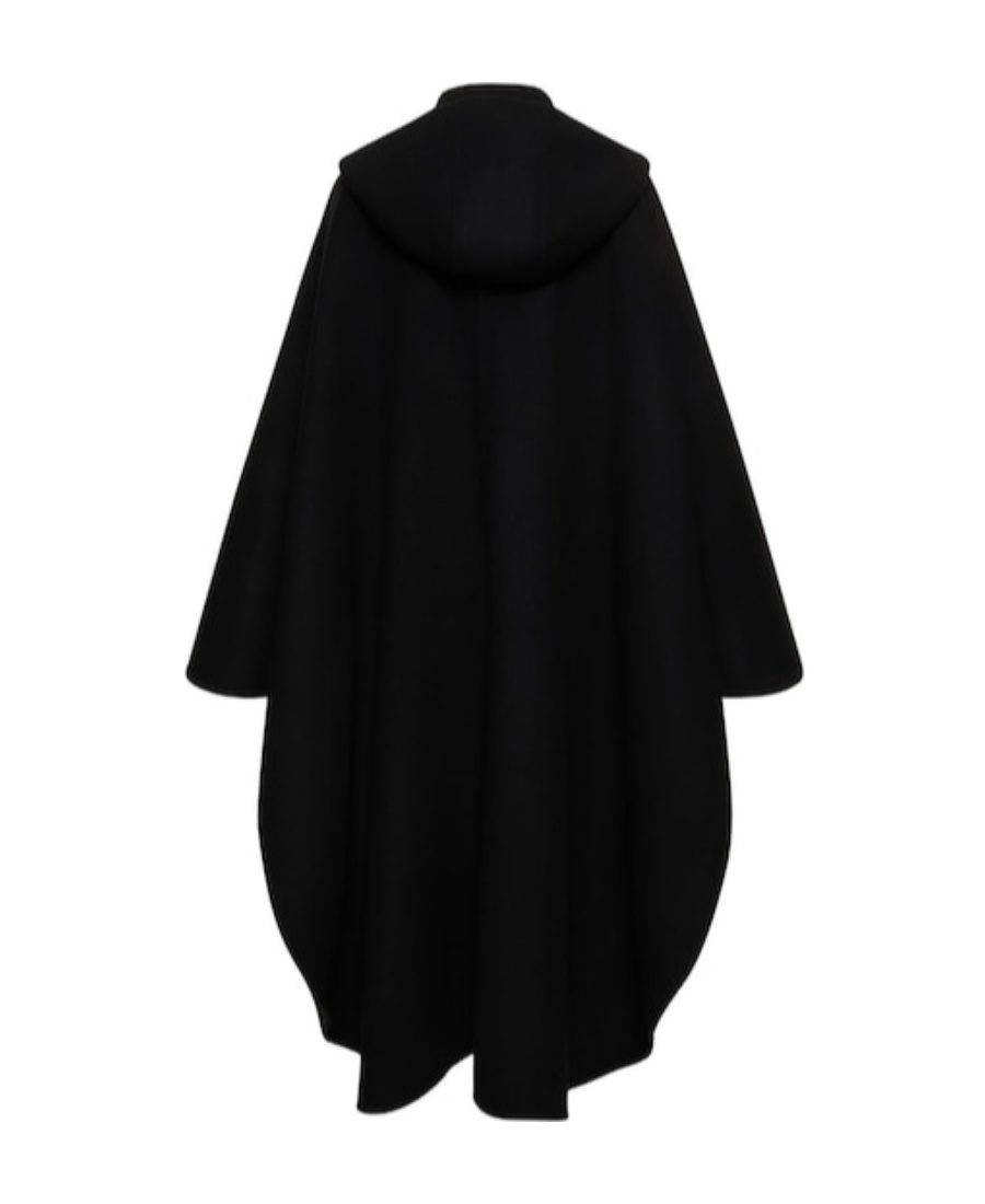 Chloé Hooded Cape Coat In Wool And Cashmere In Black