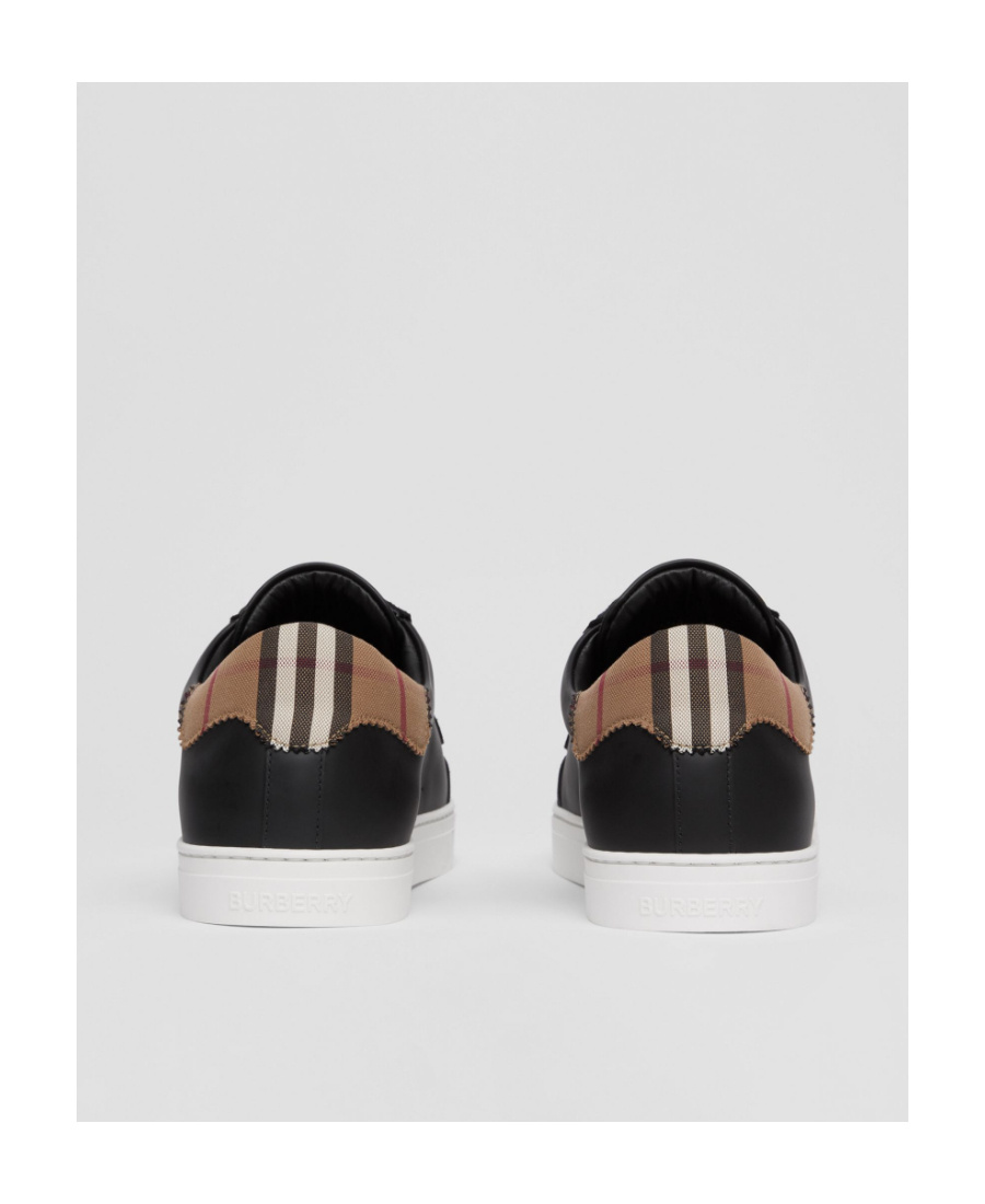 BURBERRY VINTAGE CHECK PANELLED LEATHER SNEAKERS
