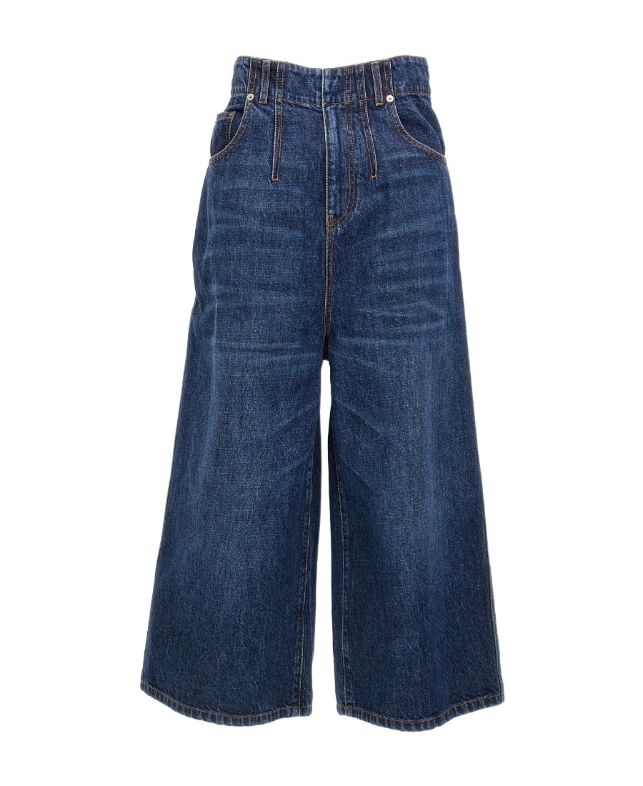Dior Logo Wide-leg Jeans In Blue