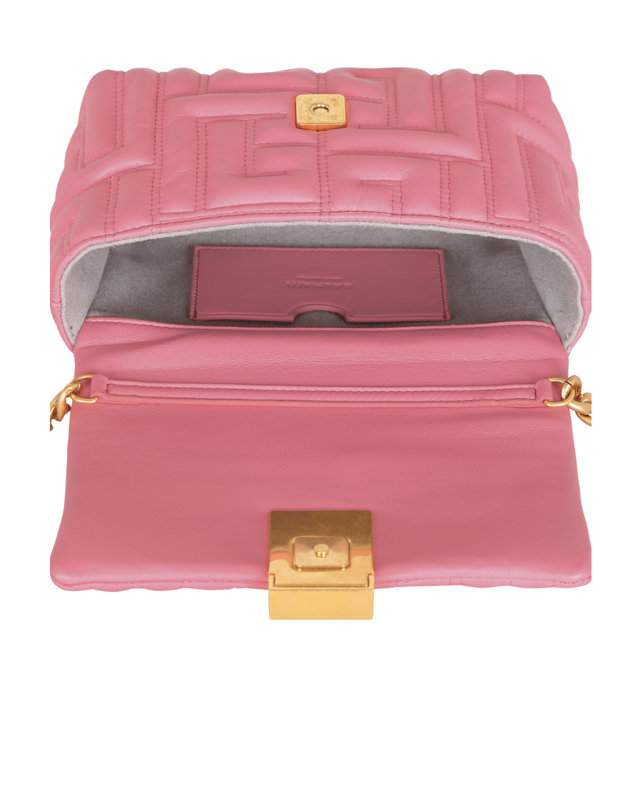 Shop Balmain 1945 Soft Mini Bag In Quilted Leather In Pink