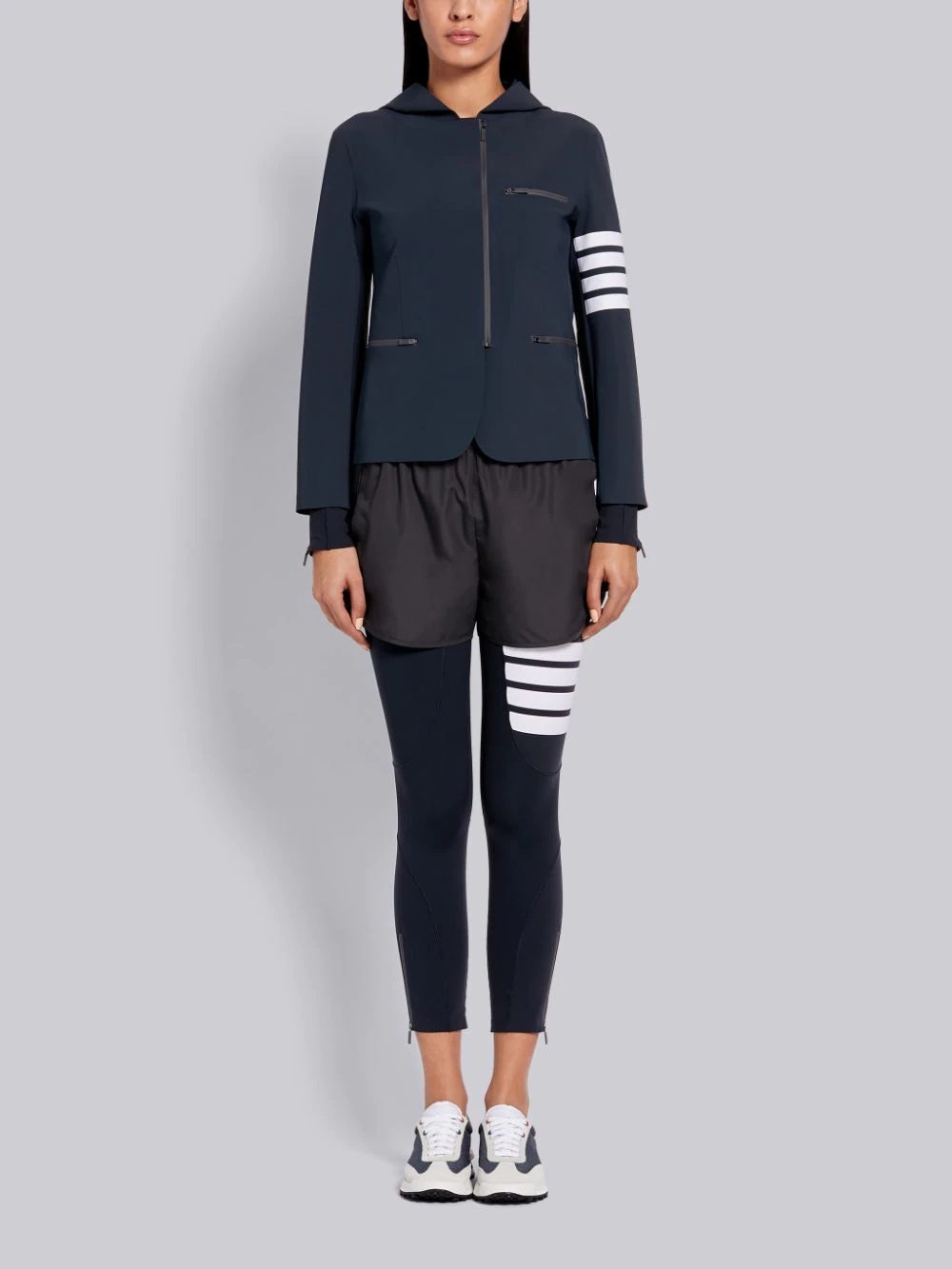 Thom Browne 4-bar Tech Compression Zip-up Jacket In Black