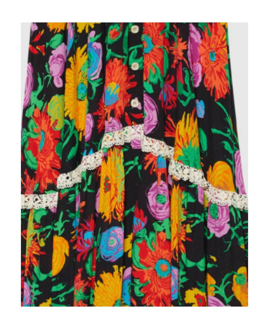 Gucci X Ken Scott Floral-print Maxi Skirt In Black