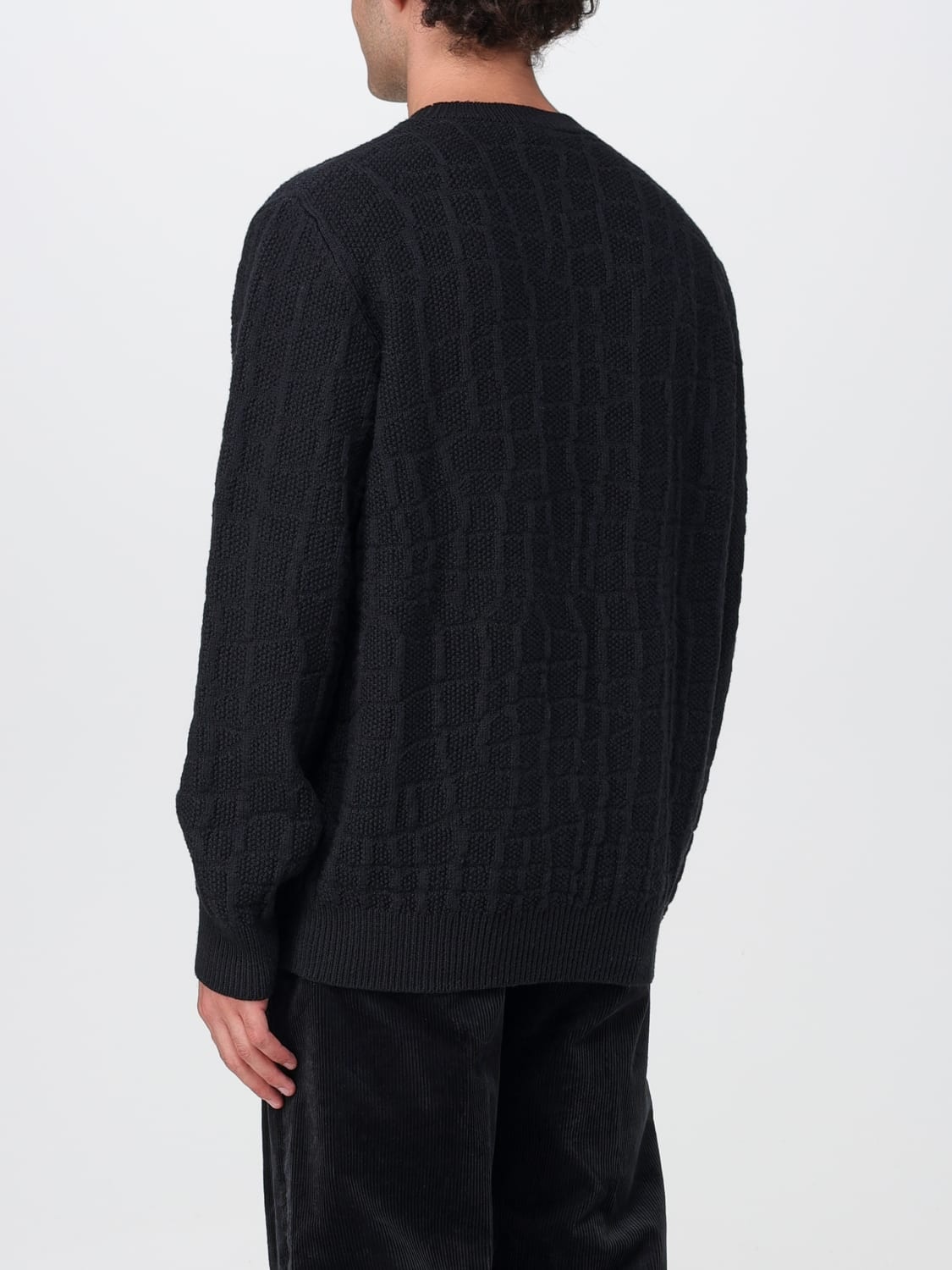 Versace Crocodile-pattern Cable-knit Jumper In Black