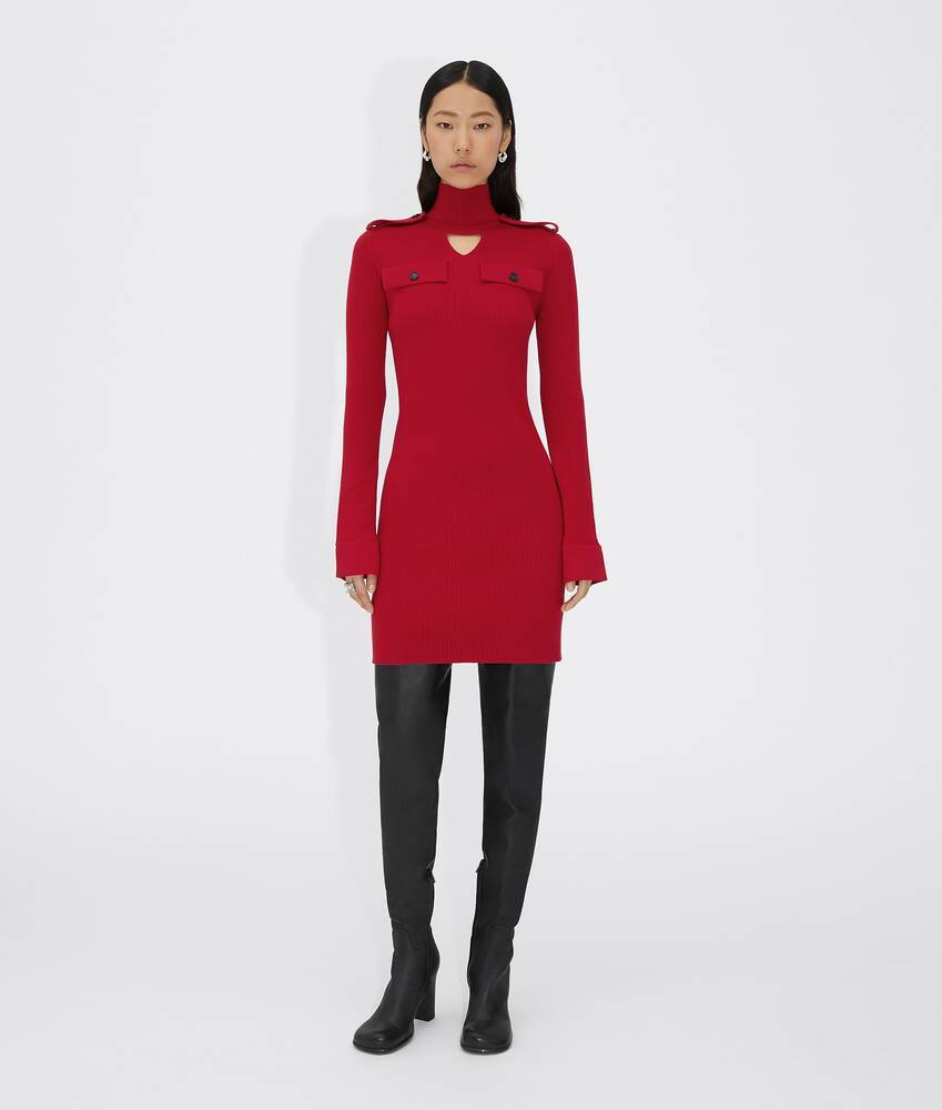 Bottega Veneta Cut-out Triangle Fitted Dress In Red