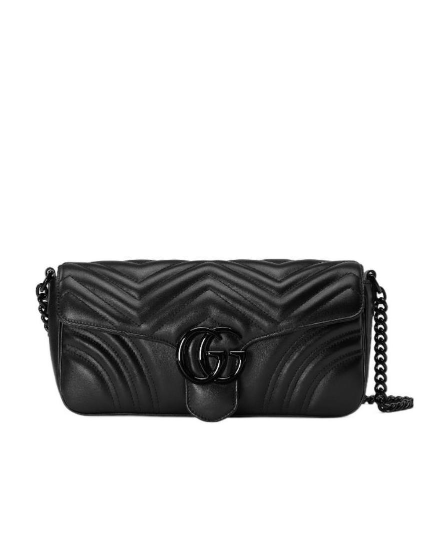 Shop Gucci Gg Marmont Shoulder Bag In Black