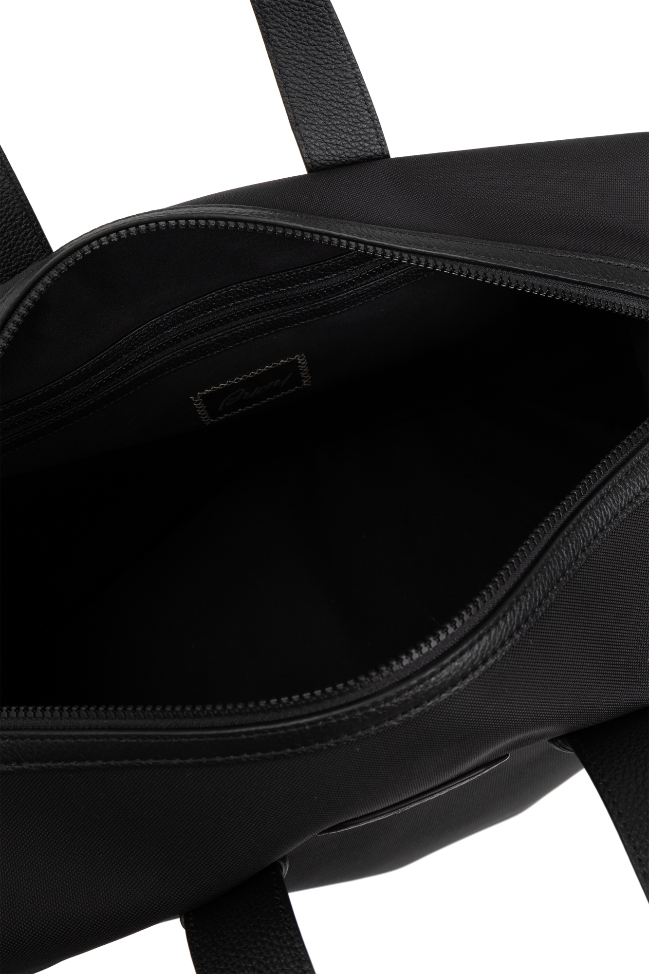 Brioni Holdall With Logo Patch In Black