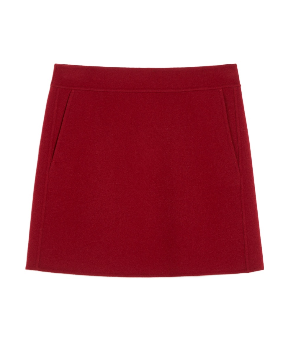 Max Mara Falda De Tubo De Lana In Red
