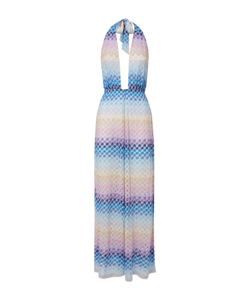 Missoni Zig Zag Halterneck Jumpsuit In Blue