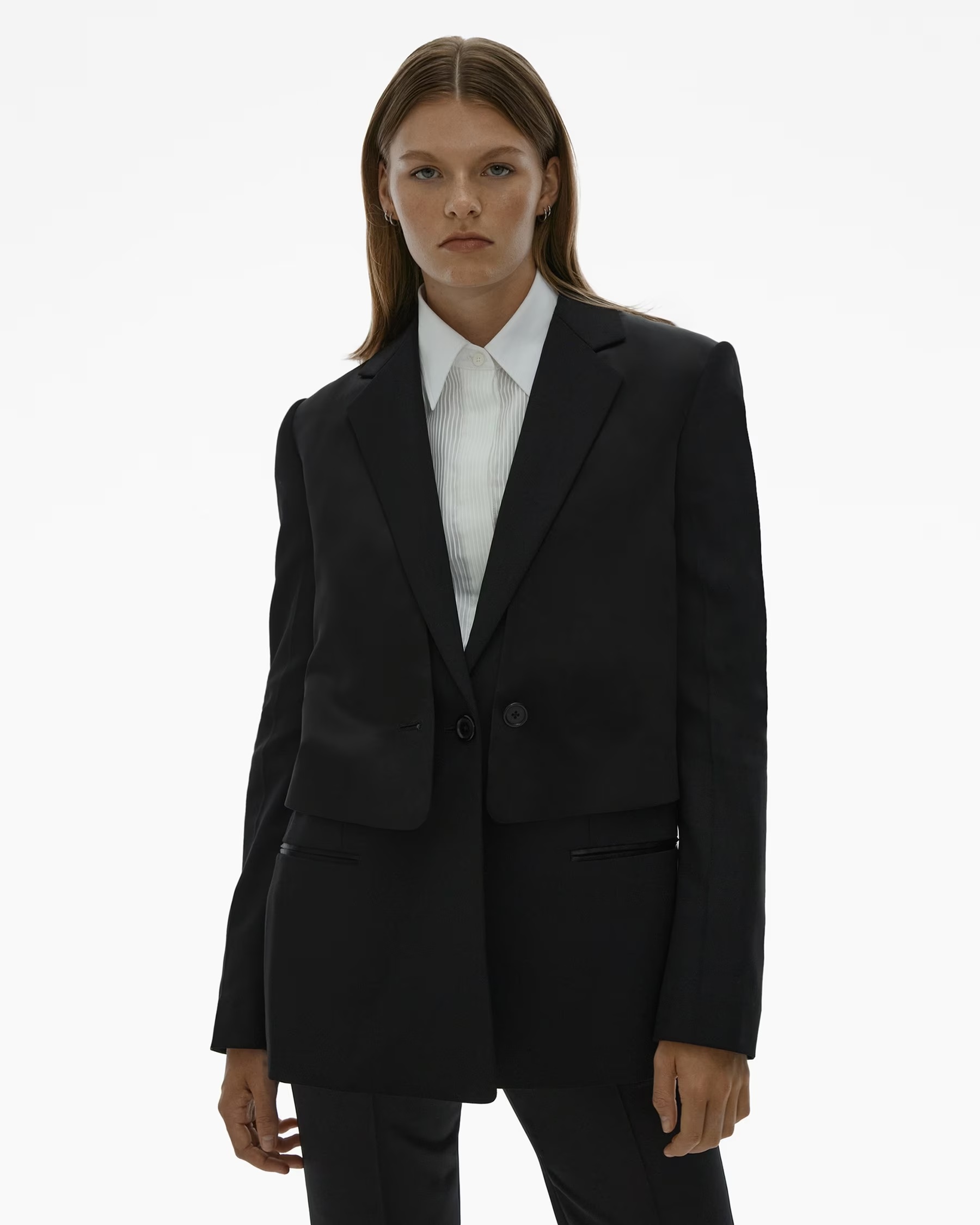 Helmut Lang Cut-out Layered Blazer In Black