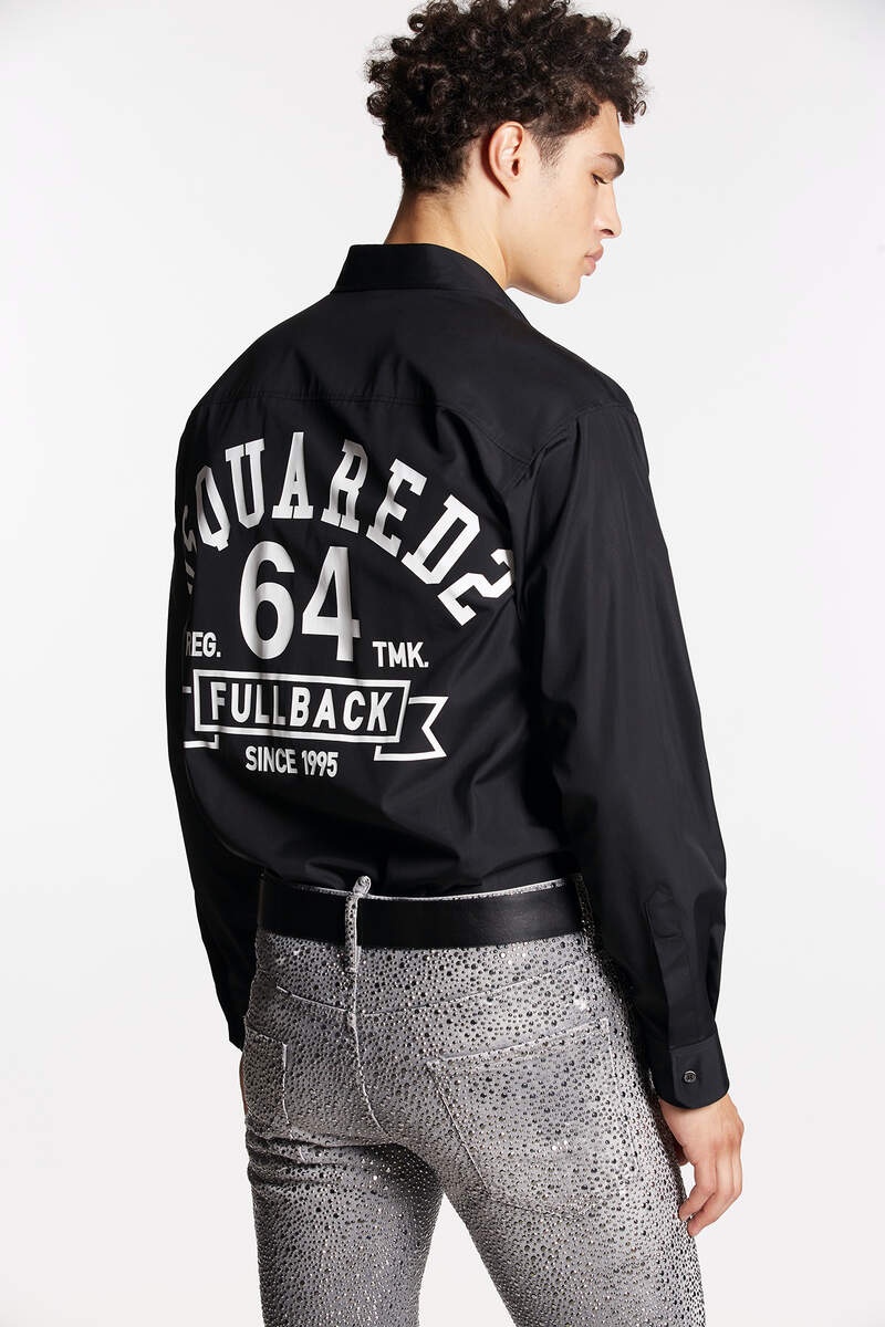 Dsquared2 Logo Printed Lapel Shirt In Black