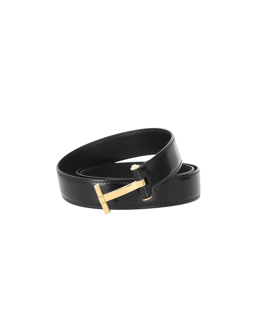 Tom Ford T-buckle Leather Belt In Black