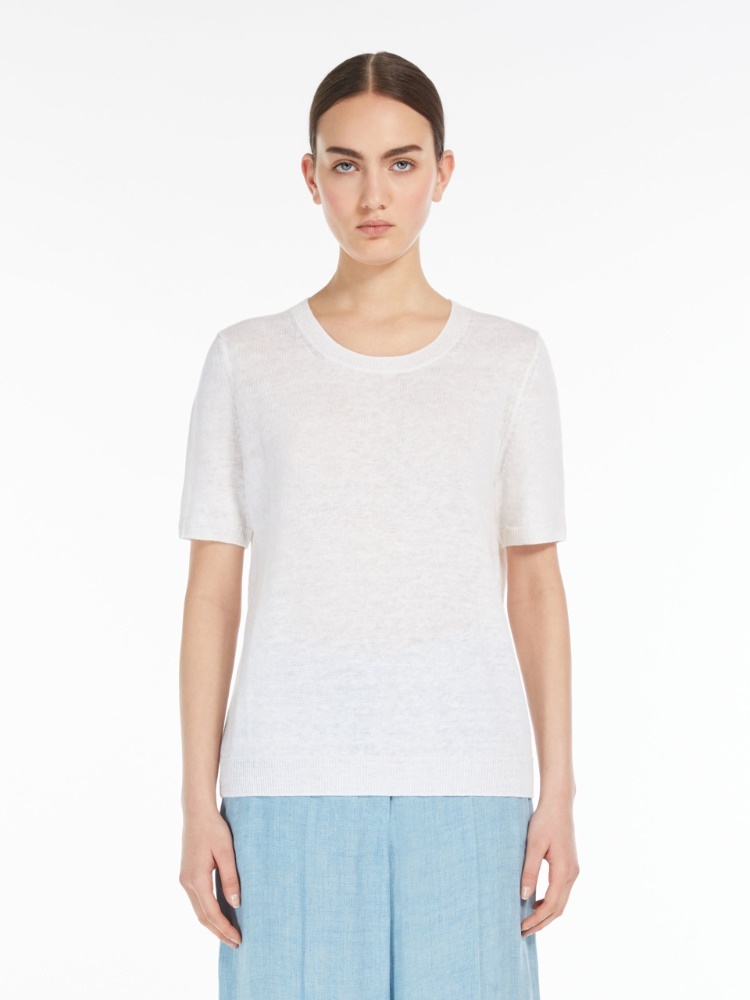 Weekend Max Mara Item O-neck Short-sleeved T-shirt In White