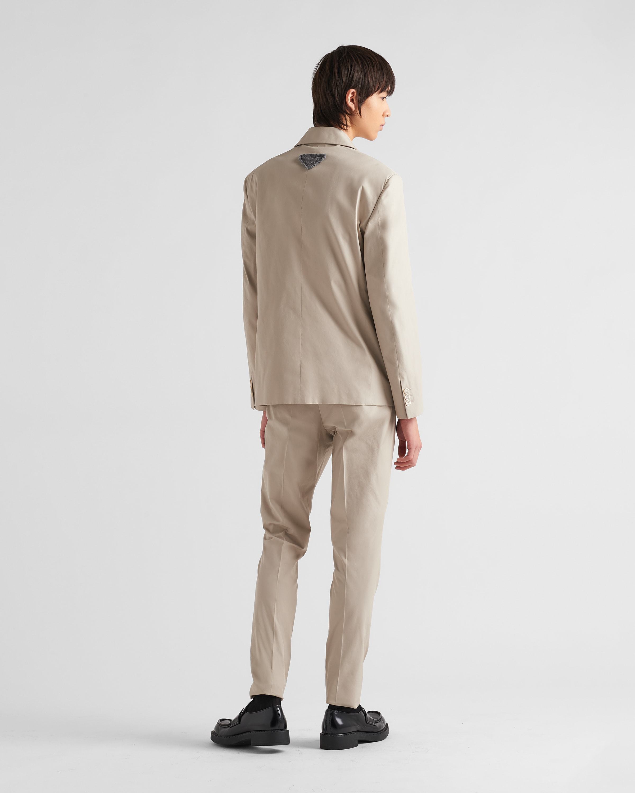Prada Triangle Logo Single-breasted Blazer In Nude