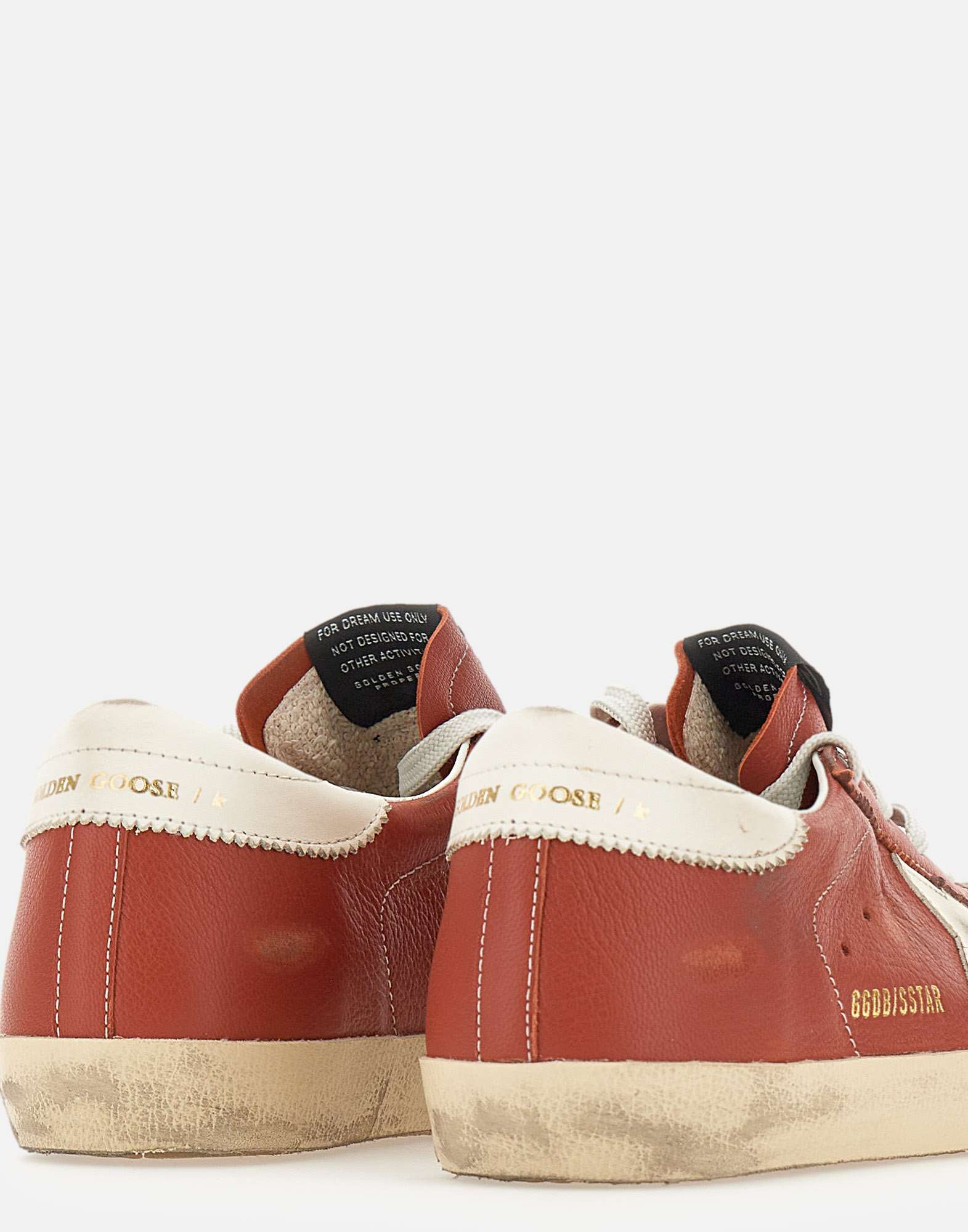 Golden Goose Super-star Distressed Suede-trimmed Leather Sneakers In Orange