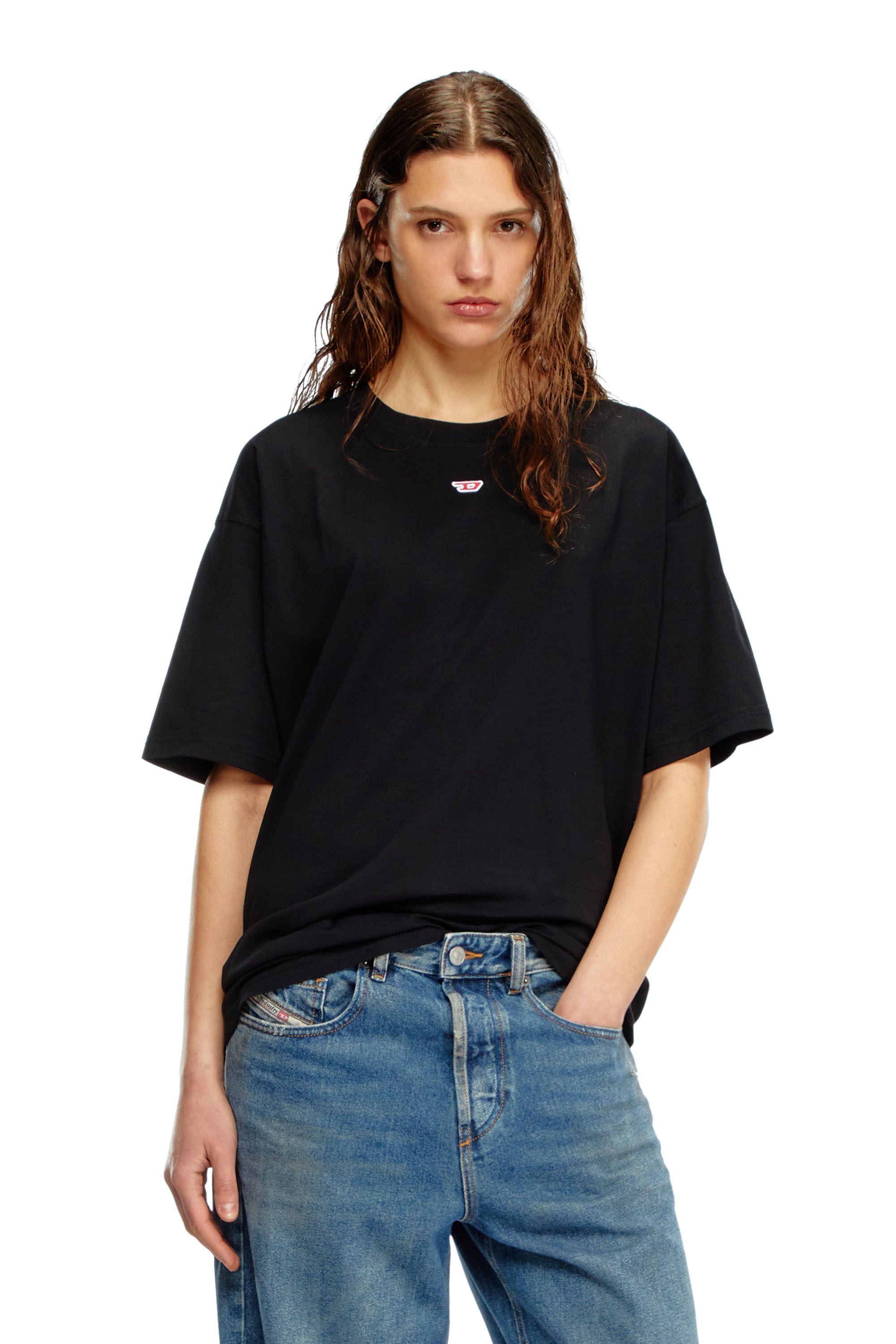 Diesel Mens T-boxt Logo-embroidered Relaxed-fit Cotton T-shirt In Black