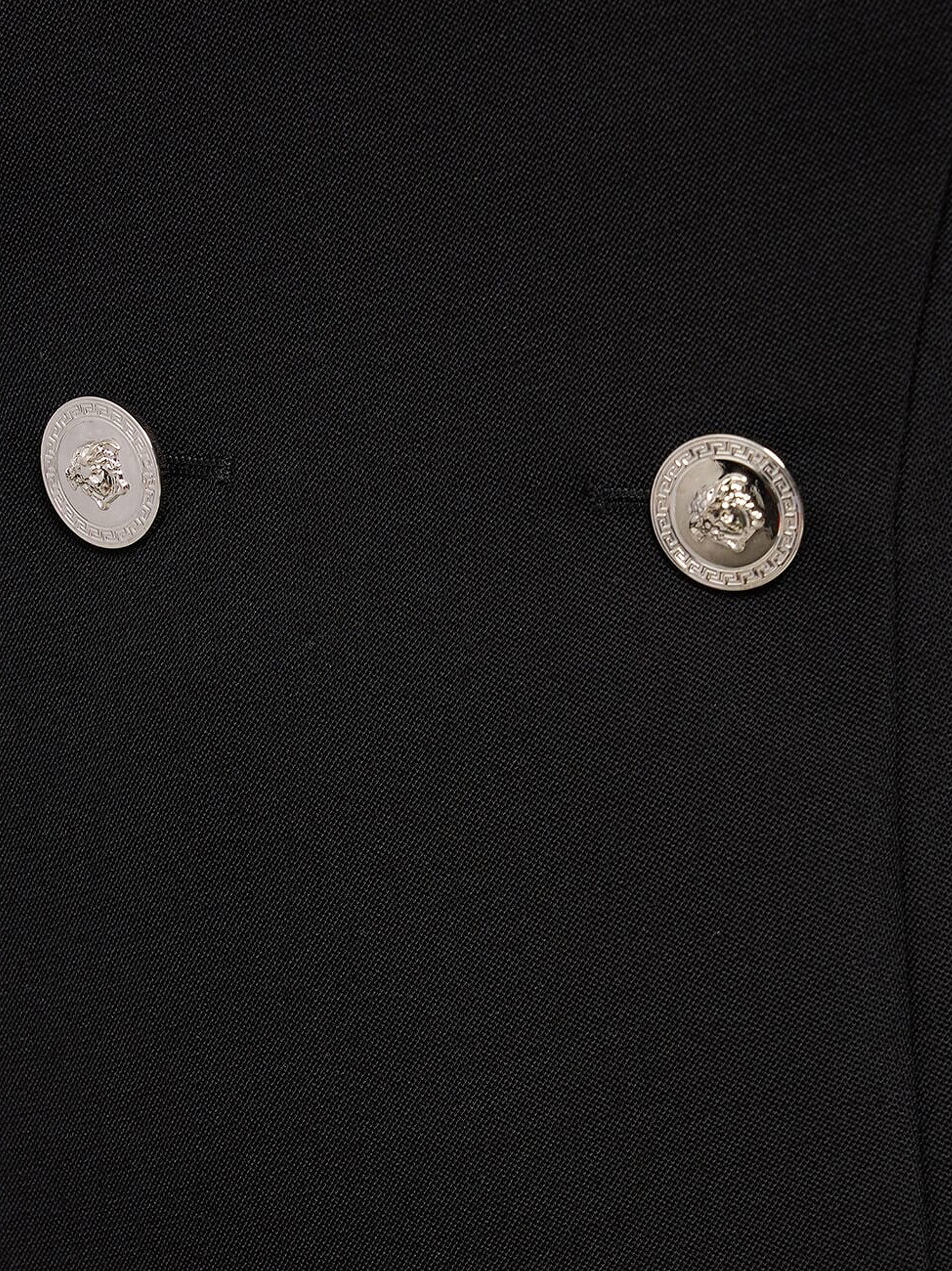 Versace Wool Grain De Poudre Mini Dress In Black