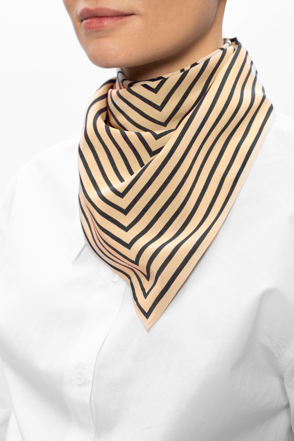 Totême Stripe Printed Silk Scarf In Brown