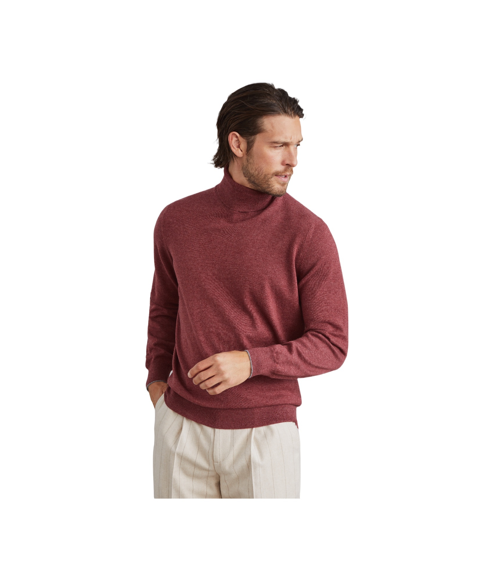 Brunello Cucinelli Roll-neck Cashmere Jumper In Red