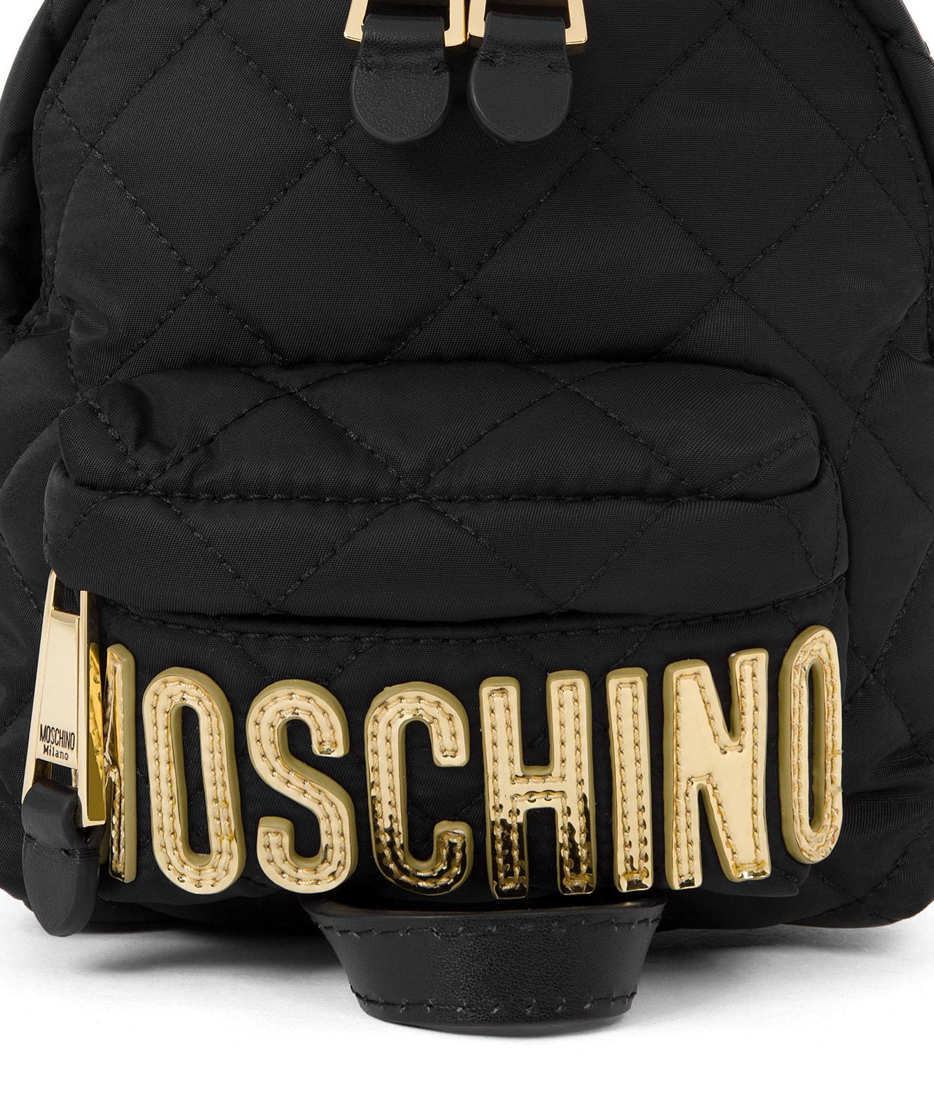 Moschino Black Checked Mini Backpack In Black