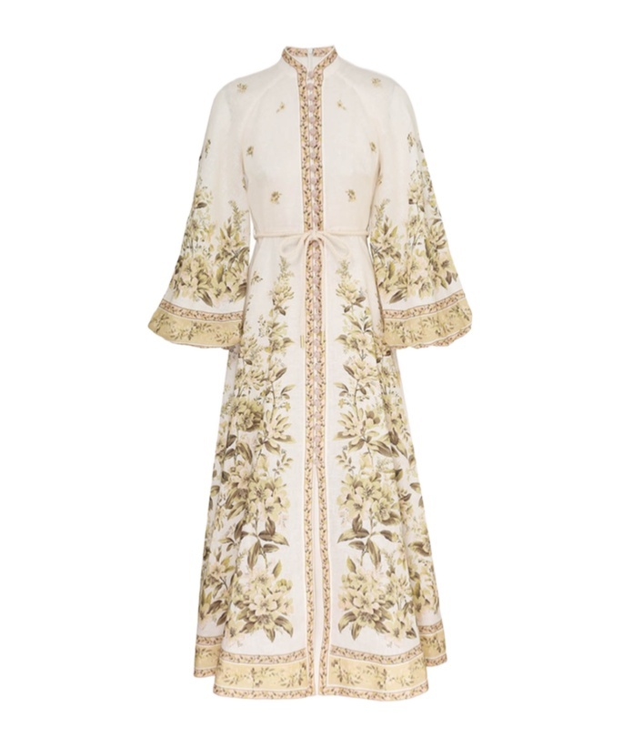 Shop Zimmermann Floral Pattern Dress In Nude