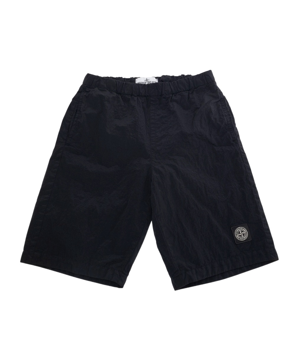 Stone Island Elastic Waist Shorts In Black