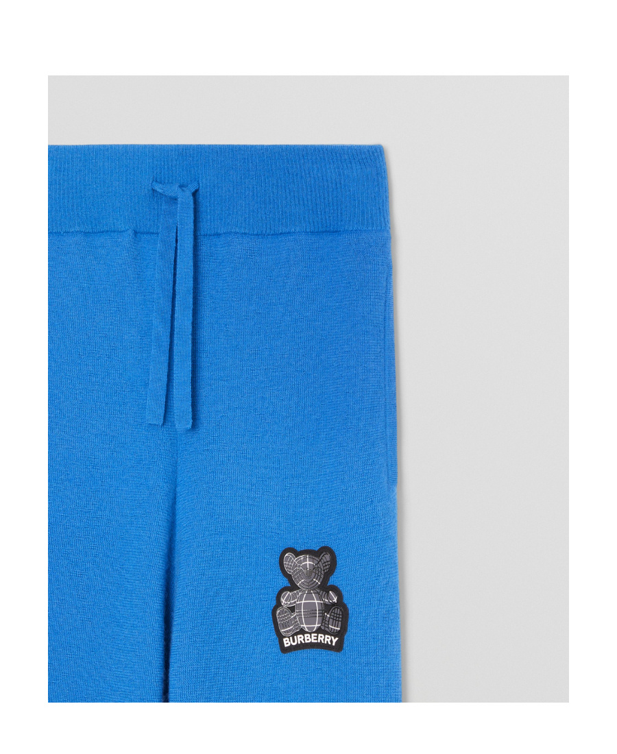 Burberry Thomas Bear-appliqué Cashmere Track Pants In Blue