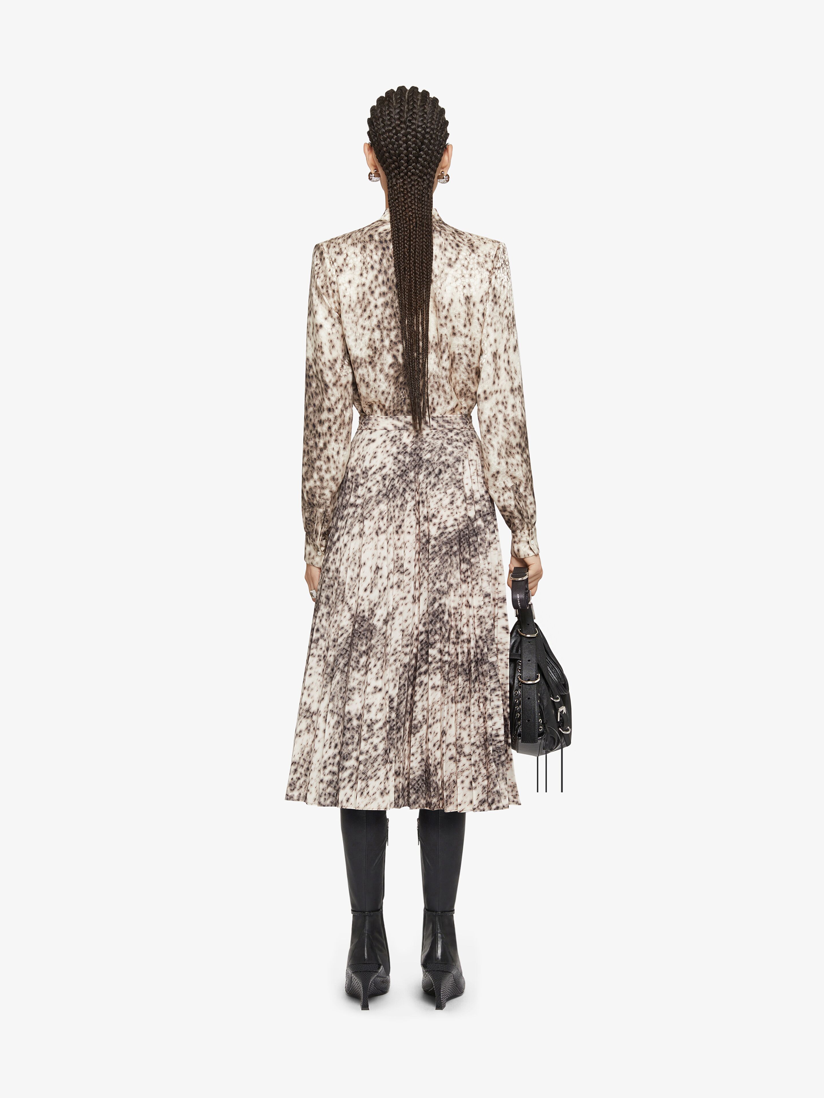 Givenchy Women's Blouse In Silk With Snow Leopard Print And Lavalliere In Nude