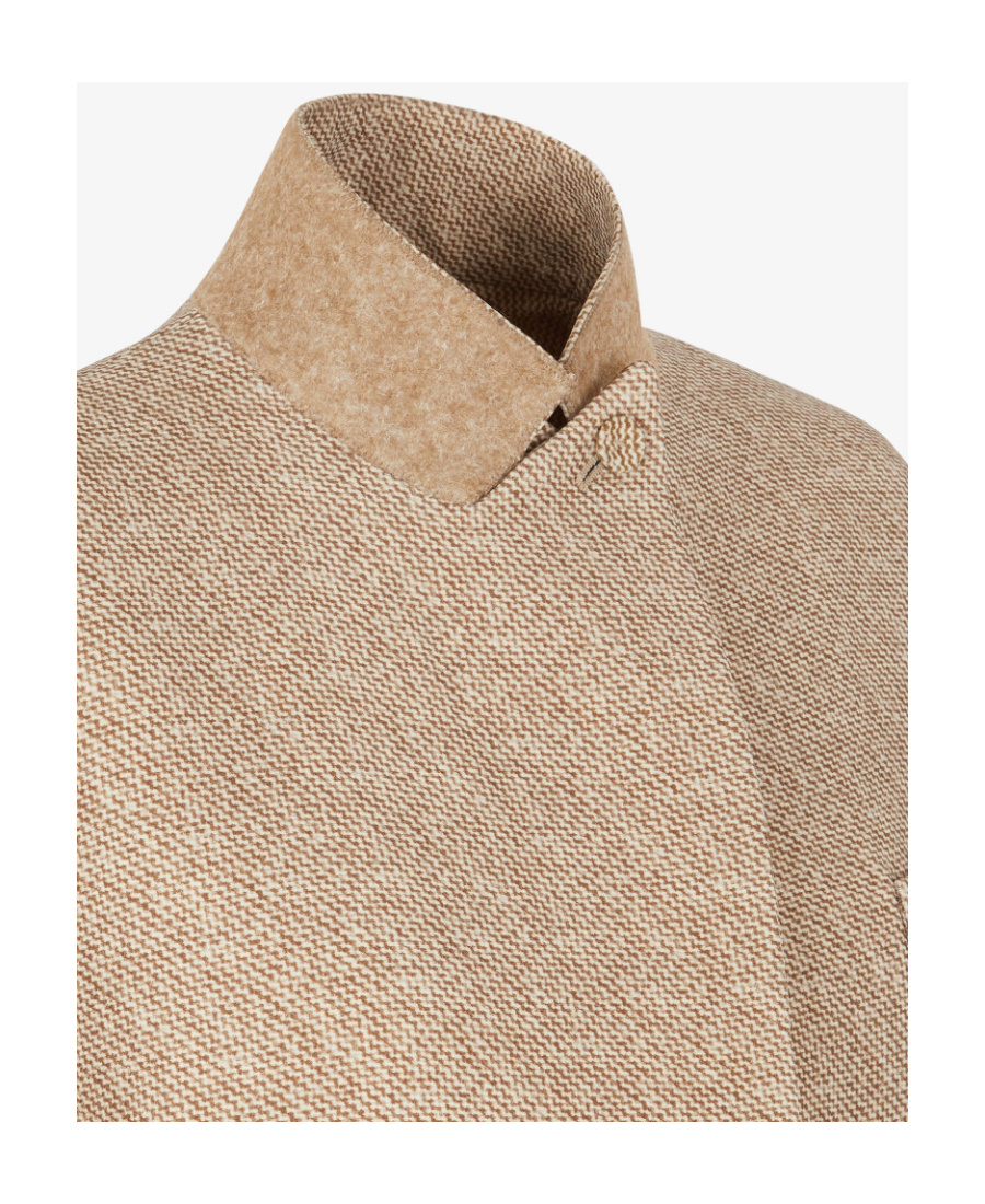 Fendi Brown Embroidered Wool Blend Coat In Nude