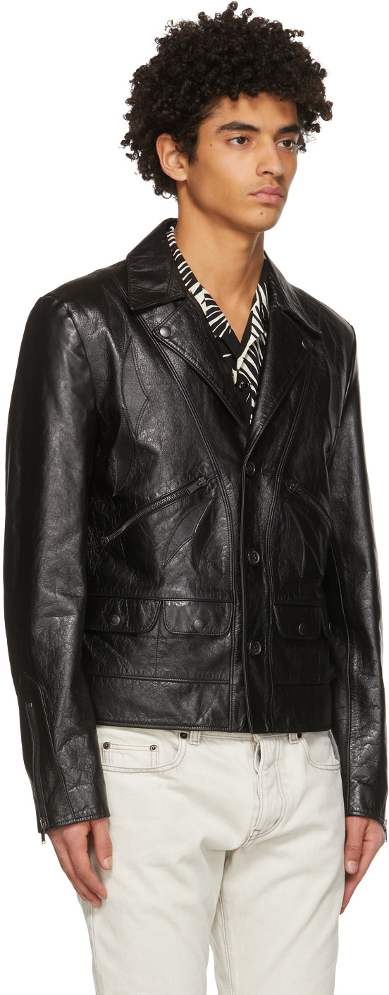 Saint Laurent Black Application Casual Jacket In Black