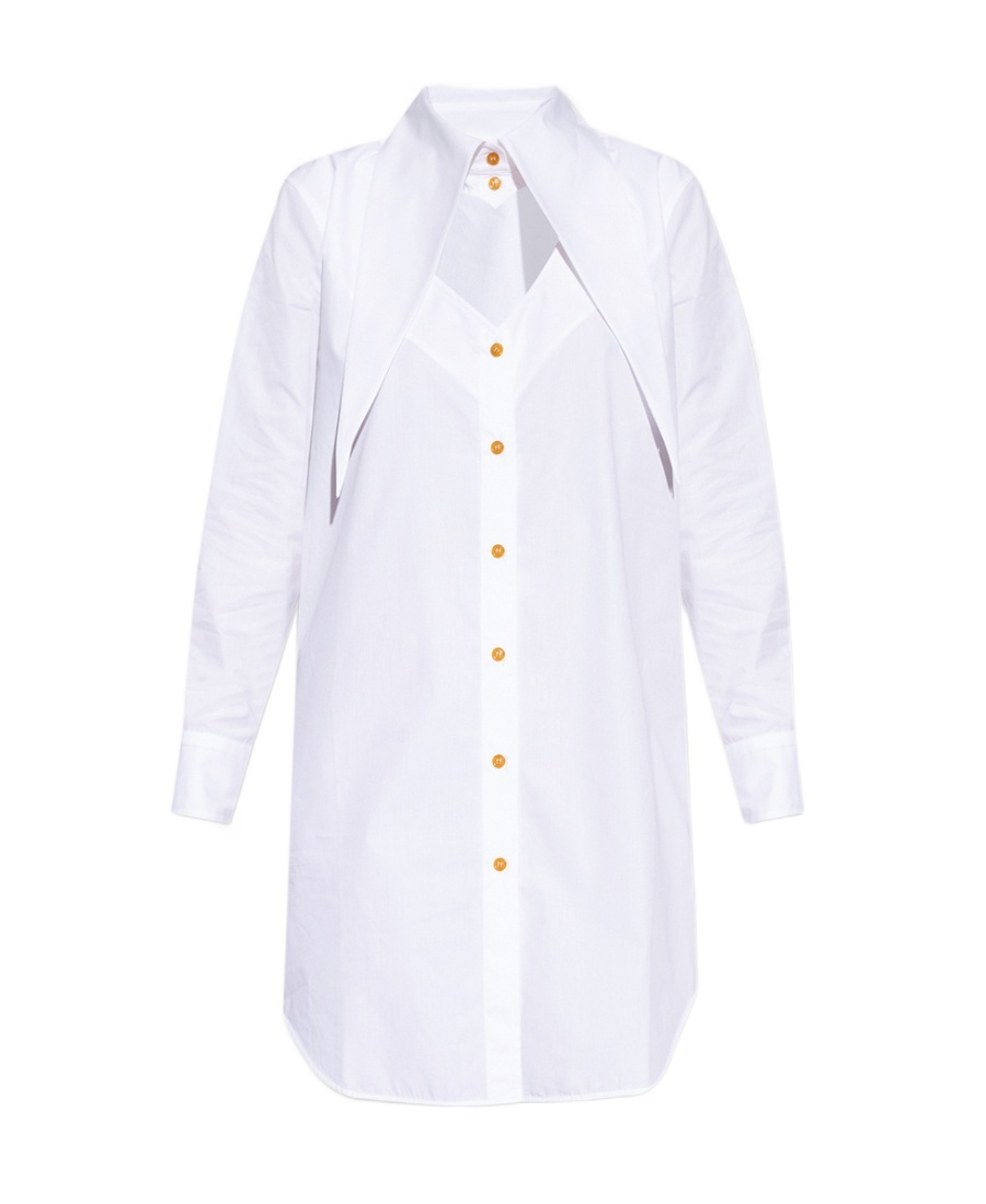 Vivienne Westwood Heart Cut Out Poplin Mini Shirt Dress In White