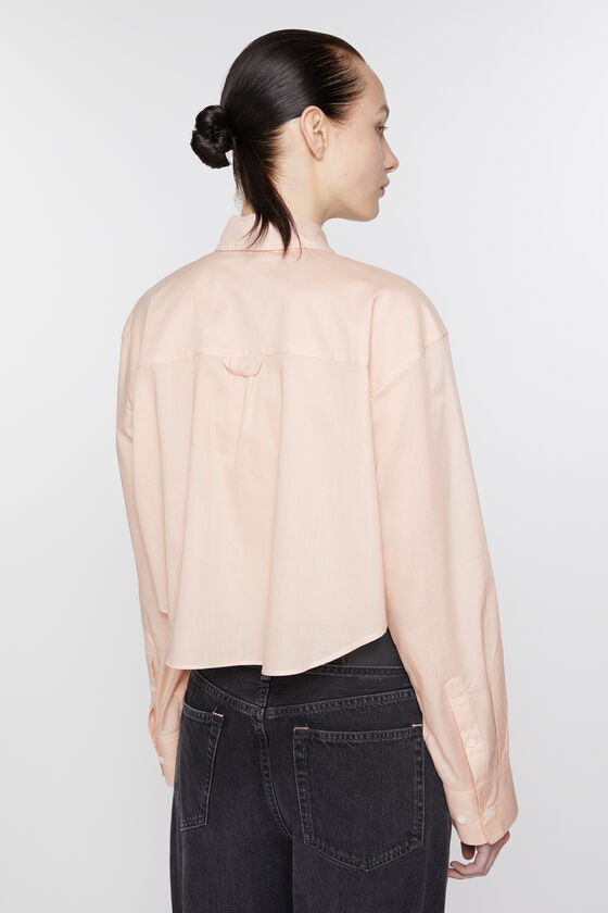 Acne Studios Logo-embroidered Cotton Crop Shirt In Nude
