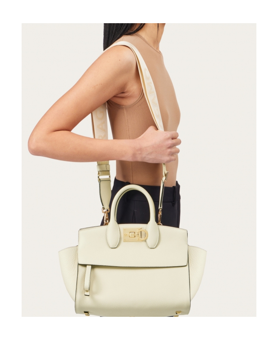 Ferragamo The Studio Leather Top-handle Bag In White