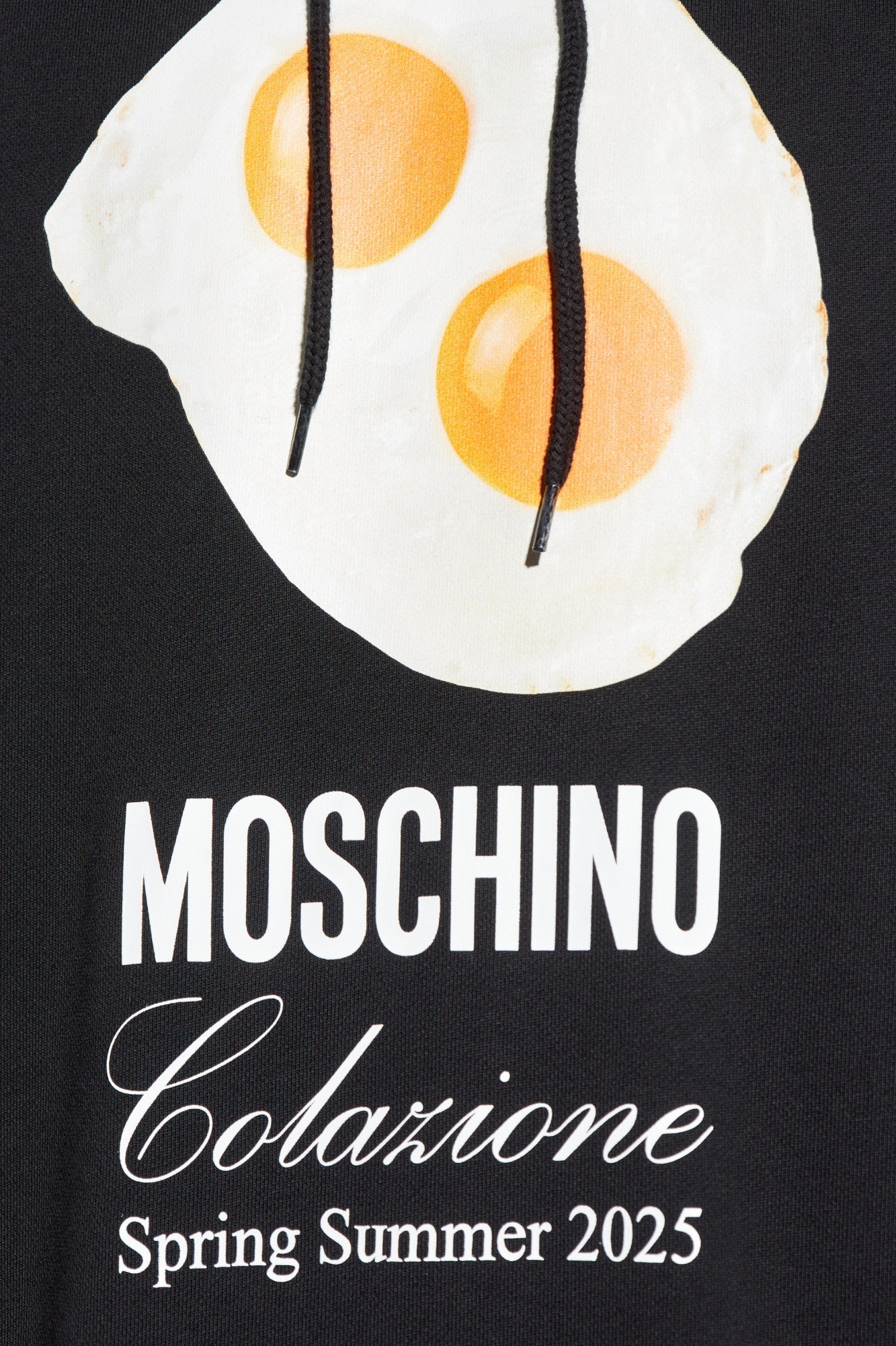 Moschino Graphic Print Breakfast Pocket Hoodie In Black