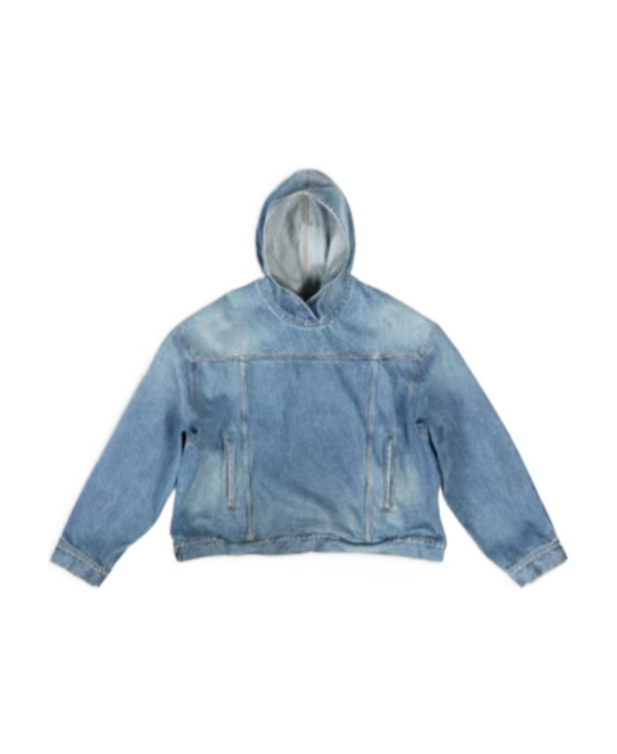 Balenciaga Washed-effect Denim Jacket In Blue