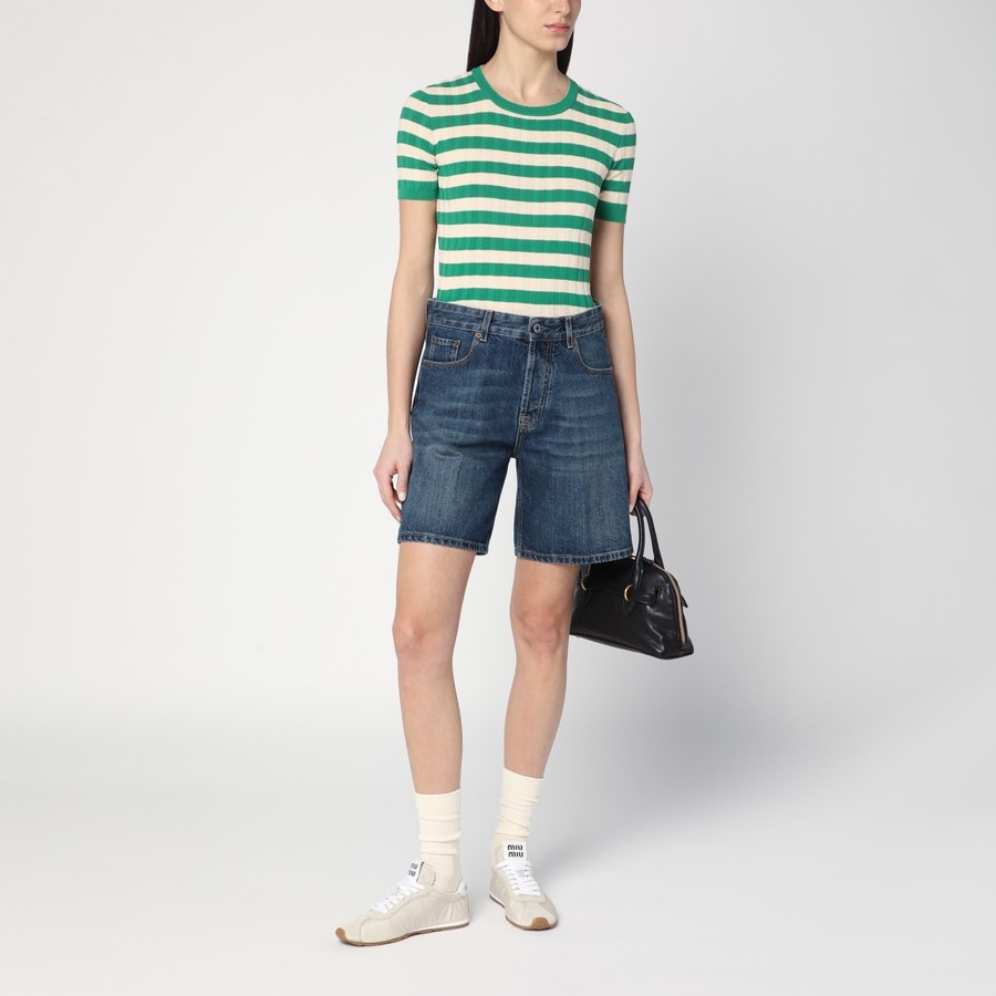 Roberto Collina Striped Ribbed T-shirt In Green