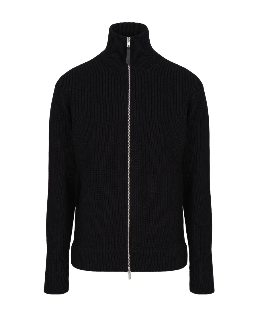 Maison Margiela Men Wool Blend Zipped Cardigan In Black