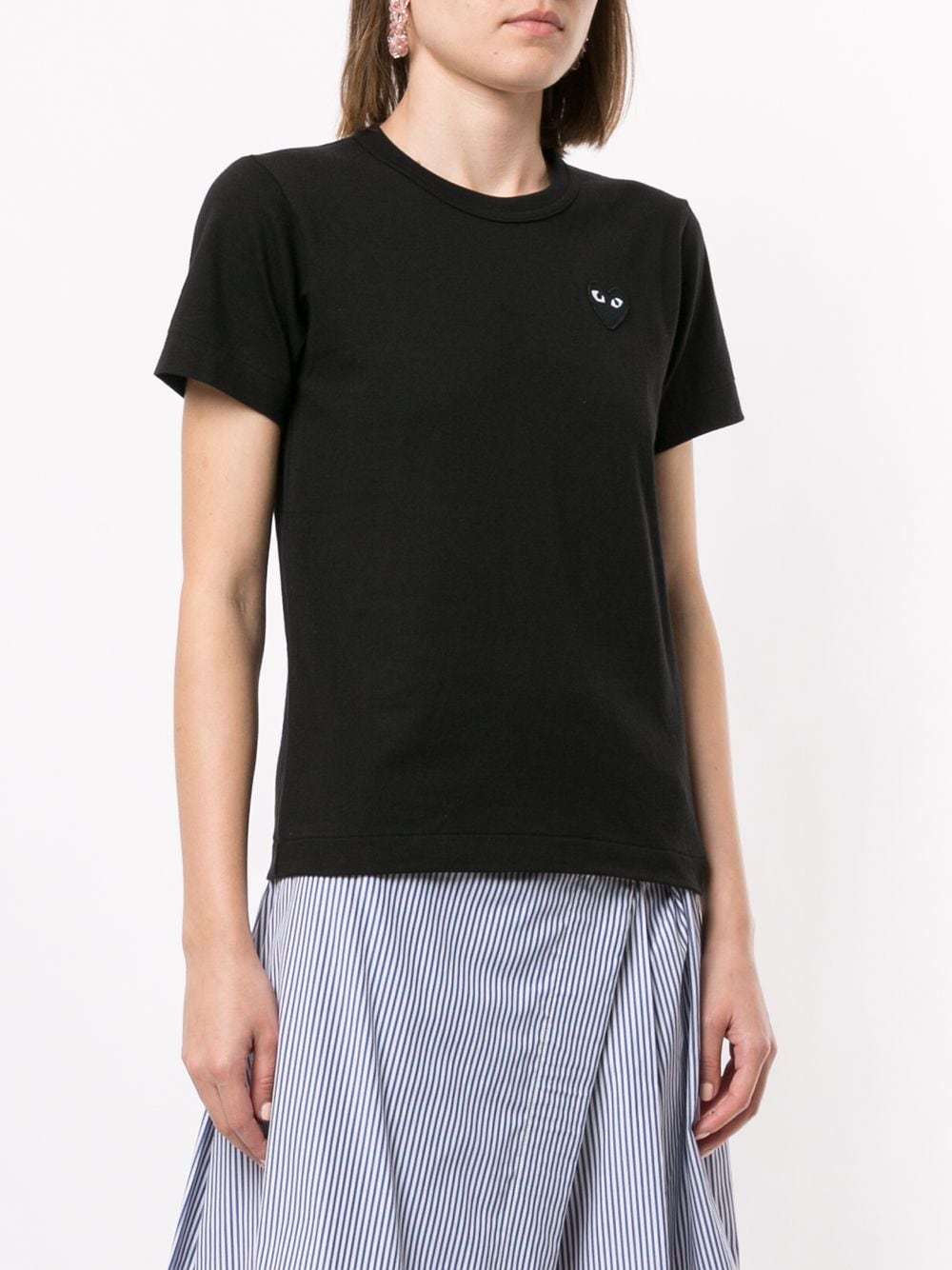 Comme Des Garçons Play Heart Embroidered Slim Fit T-shirt In Black