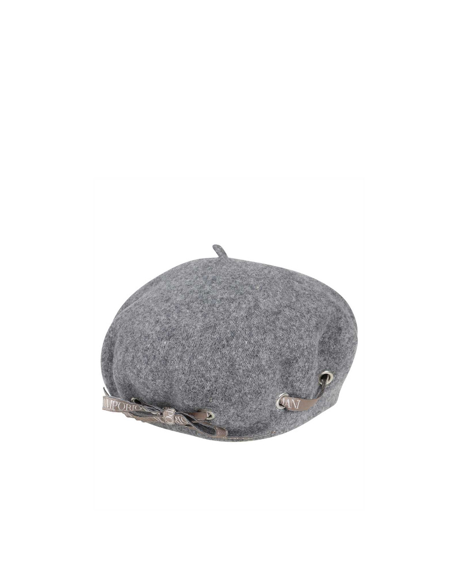 EMPORIO ARMANI LOGO-PRINT STRAP DETAIL BERET