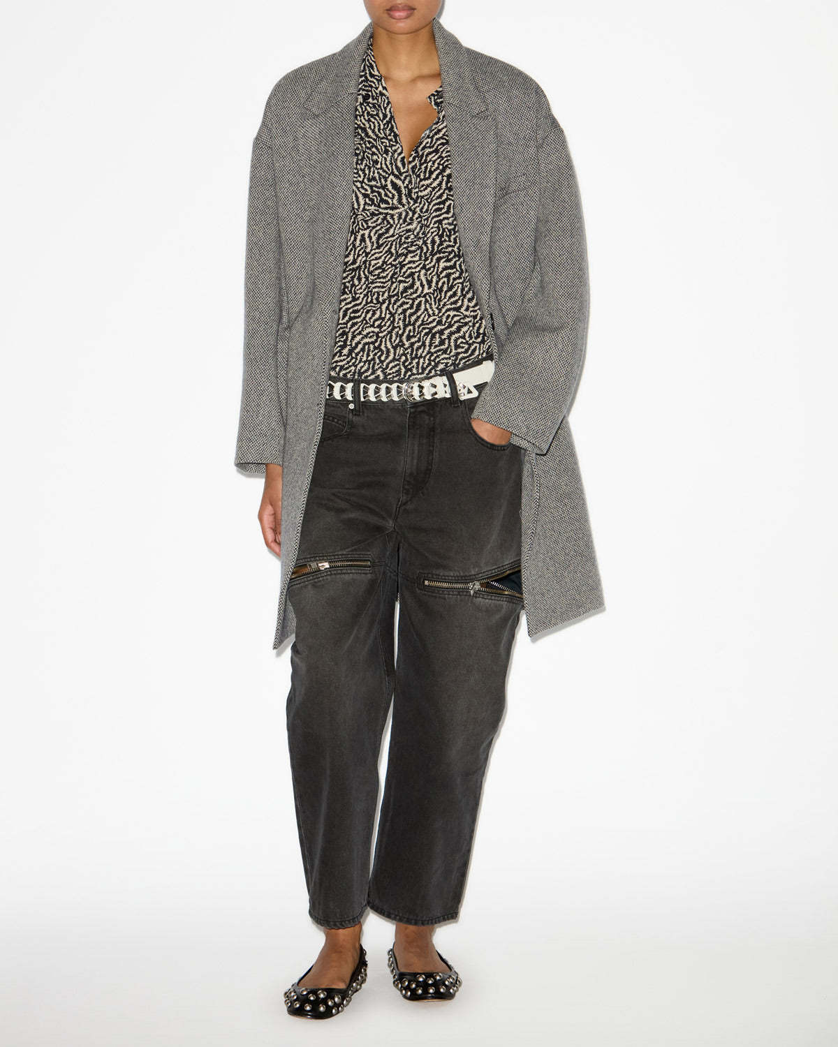 Isabel Marant Étoile Limiza Solid Color Blended Wool Coat In Gray