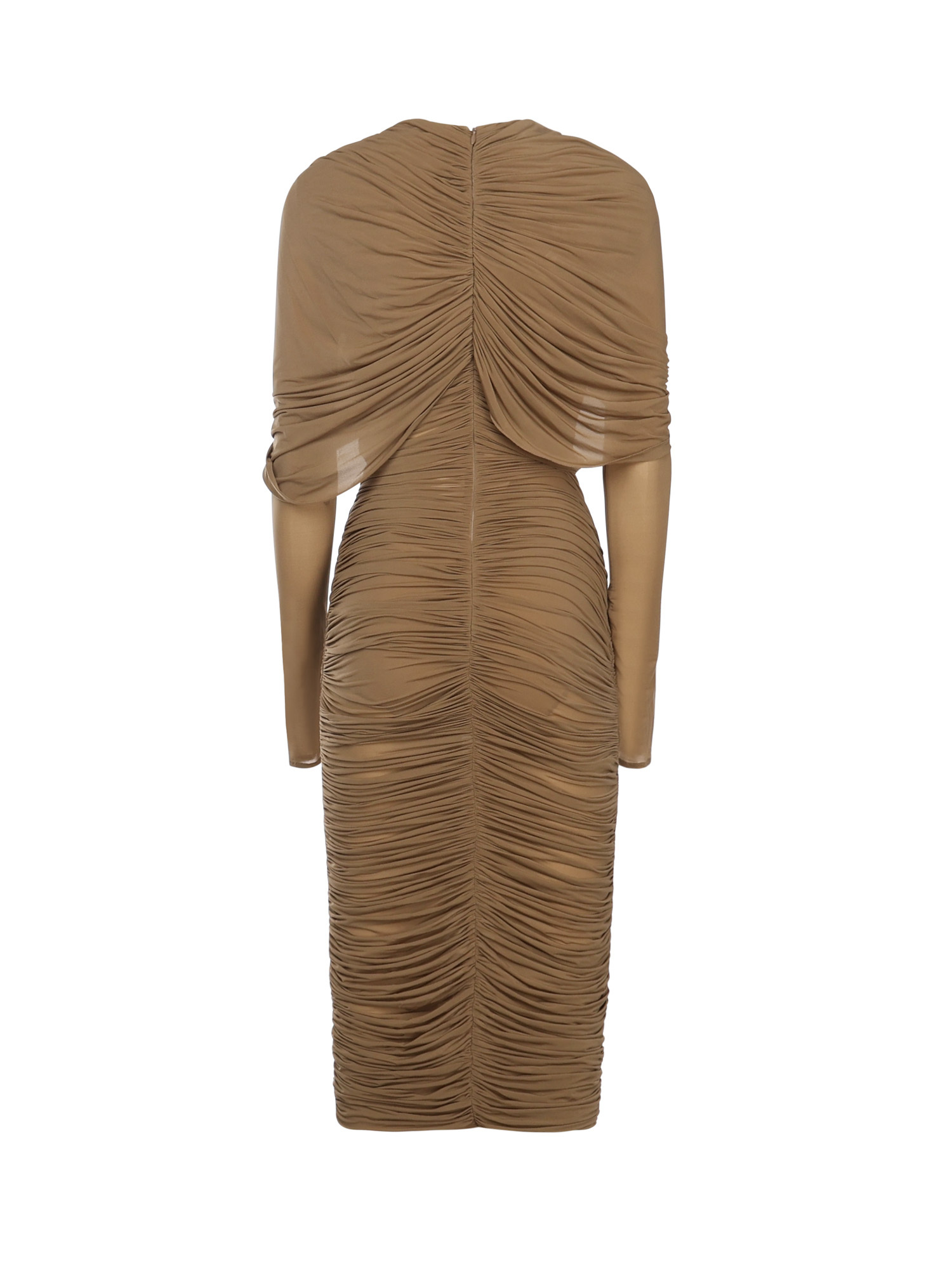Magda Butrym Dress 17 In Taupe Polyamide Polyester In Brown