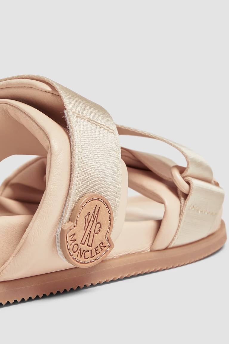 Shop Moncler Mon Summer Nappa Leather Sliders In Nude