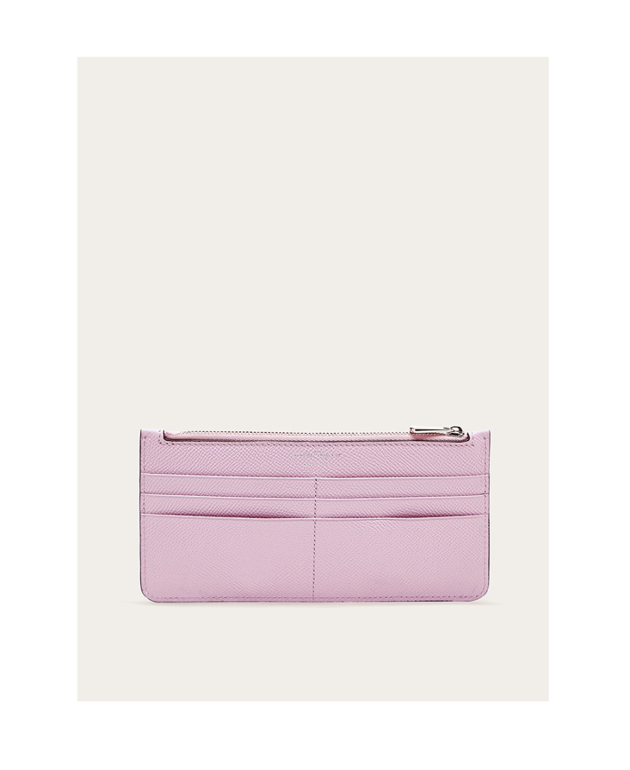 Ferragamo Gancini Zipped Leather Cardholder In Pink